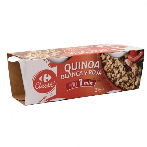 Quinoa blanca y roja Classic Carrefour sin gluten pack 2 unidades de 125 g.