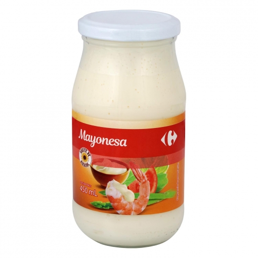 Mayonesa con aceite de girasol Carrefour tarro 450 ml.