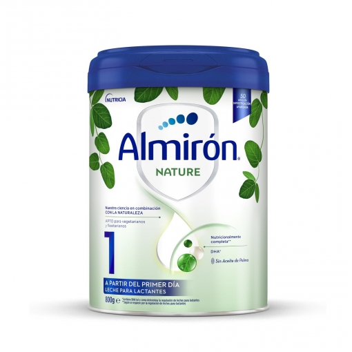 Leche infantil para lactantes en polvo Almirón Nature 1 sin aceite de palma lata 800 g.