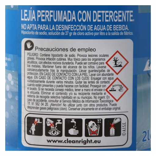 Lejía perfumada con detergente Frescor Marino Carrefour 2 l.