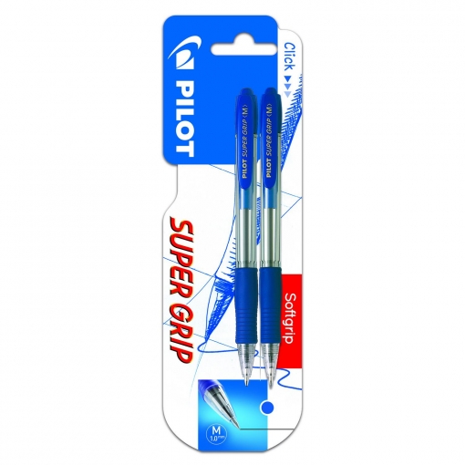 Pack 2 Bolígrafos Tinta Base de Aceite Súper Grip Azules