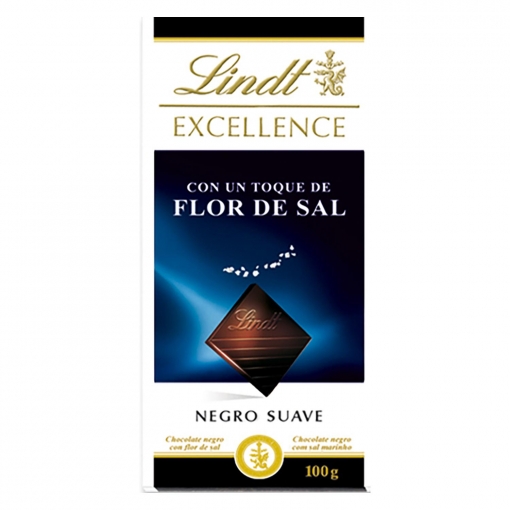 Chocolate negro suave con toque de sal Lindt Excellence 100 g.