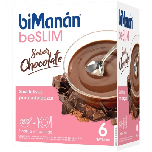 Natillas sustitutivas sabor chocolate en sobres Bimanán BeSlim 6 ud.
