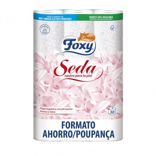 Papel higiénico 3 capas Seda Foxy 30 rollos. | Carrefour compra online