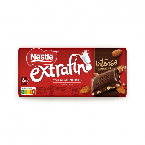 Chocolate con almendras intenso extrafino Nestlé sin gluten 123 g.
