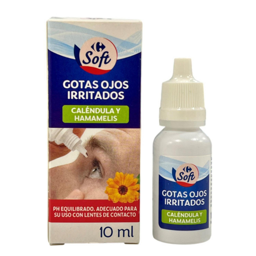 Gotas para los ojos irritados con caléndula y hamamelis Carrefour Soft 10 ml.