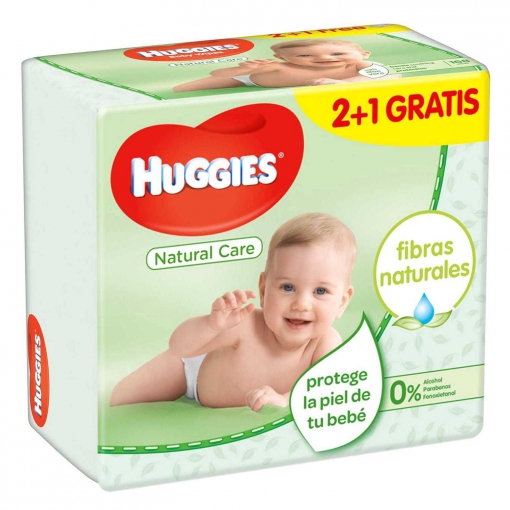 ToallitasHuggies® Natural Care 2+1 paquetes, 168 uds