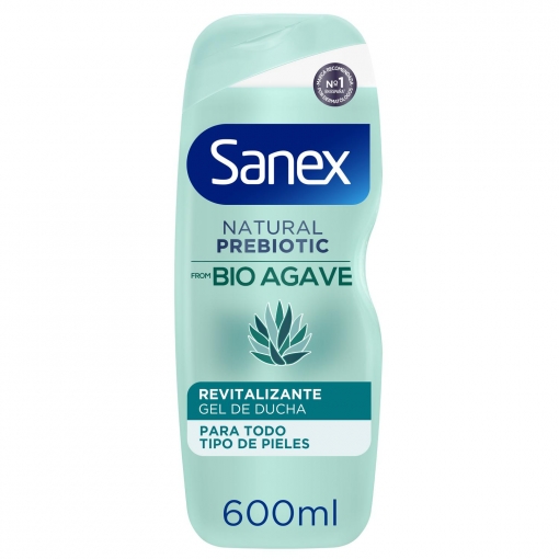 Gel de ducha Natural Prebiotic de Bio Agave revitalizante Sanex 600 ml.