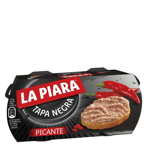 Paté de hígado de cerdo picante Tapa Negra La Piara pack de 2 unidades de 73 g.