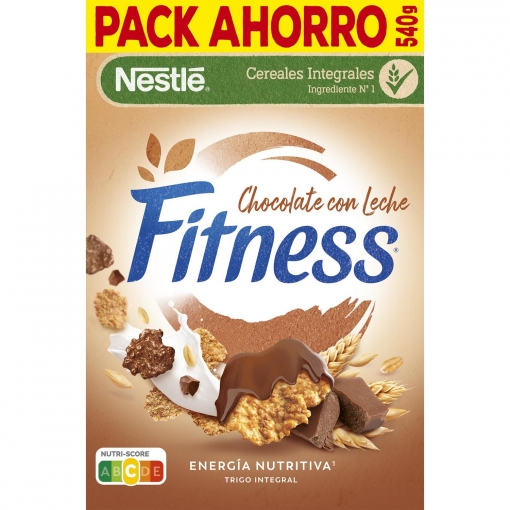 Cereales de avena y trigo integral con chocolates con leche Nestlé Fitness 540 g.