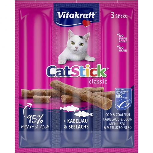 Snack mini atún y bacalao para gato adulto Cat Stick 3 ud