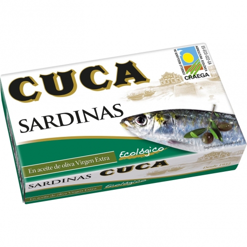 Sardinas en aceite de oliva virgen extra ecológico Cuca 85 g.