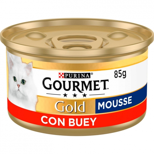 Comida húmeda de mousse buey para gato adulto Purina Gourmet Gold 85 g.