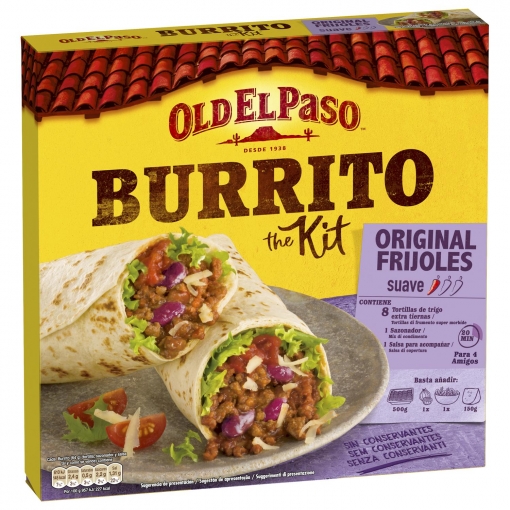 Burrito original frijoles Kit Old El Paso sin lactosa 510 g.
