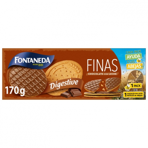 Galletas finas con chocolate con leche Digestive Fontaneda 170 g.