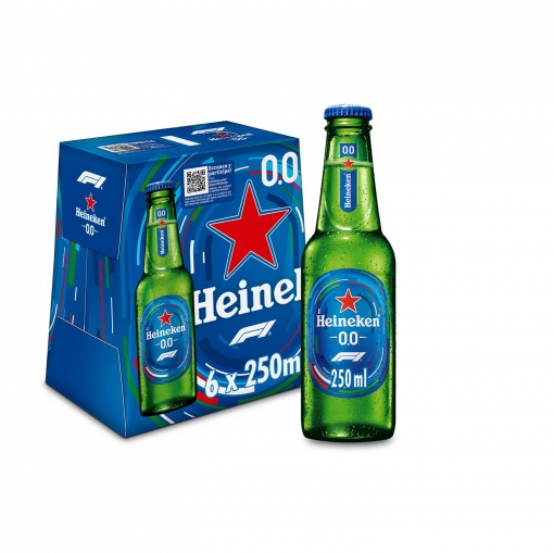 Cerveza Heineken Lager 0,0 sin alcohol pack 6 botellas 25 cl.