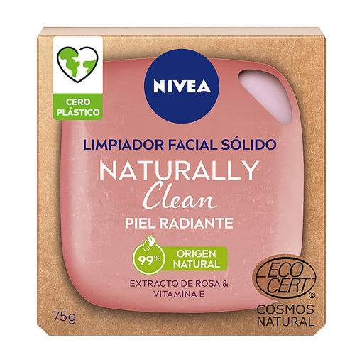 Limpiador facial sólido piel radiante ecológico Naturally Clean Nivea 75 g.