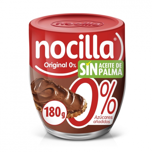 Crema de cacao con avellanas original sin azúcar añadido Nocilla sin gluten y sin aceite de palma 180 g.