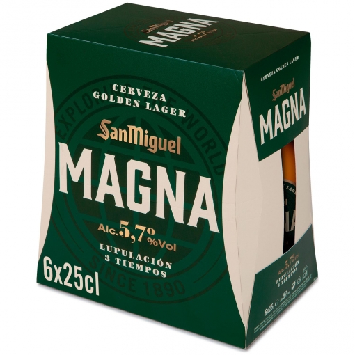 Cerveza San Miguel Magna pack de 6 botellas de 25 cl.