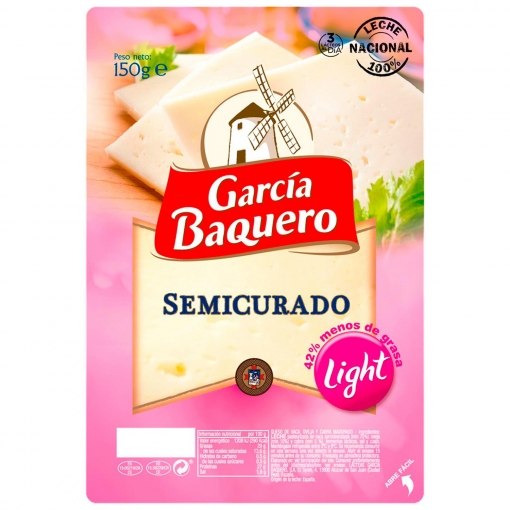 Queso semicurado light en lonchas García Baquero 150 g.