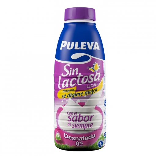 Leche desnatada 0% MG Puleva sin gluten sin lactosa botella 1 l.