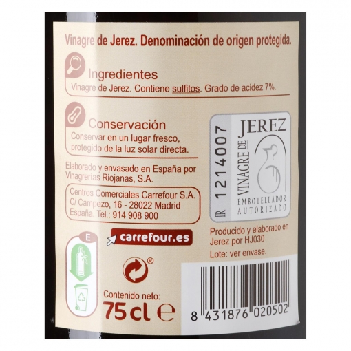 Vinagre de Jerez Carrefour 750 ml.