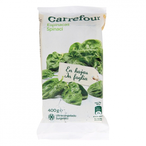 Espinacas en hojas Carrefour 400 g.