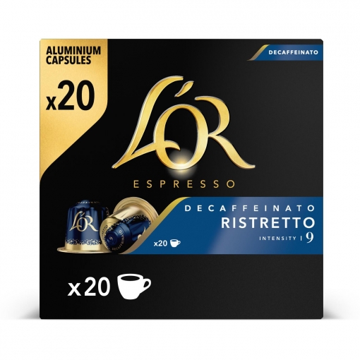 Café espresso intenso descafeinado en cápsulas Lor Ristretto 20 ud.