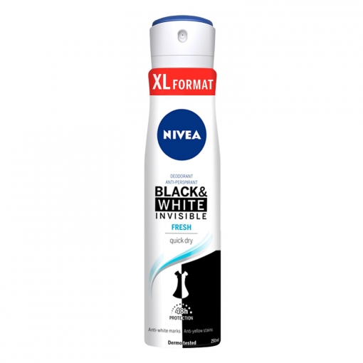 Desodorante en spray Black&White Invisible Fresh Nivea 250 ml.