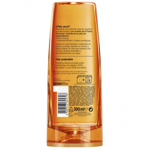 Acondicionador nutritivo aceite de flores preciosas para pelo seco L'Oréal-Elvive 300 ml.