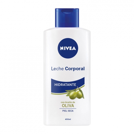 Leche corporal hidratante con aceite de oliva para piel seca Nivea 400 ml.