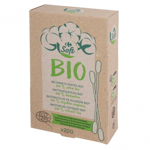 Bastoncillos de algodón ecológicos Carrefour Bio 200 ud.