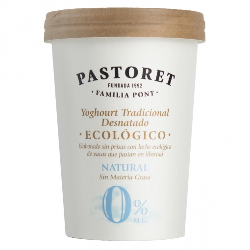 Yogur desnatado natural ecológico Pastoret 500 g.