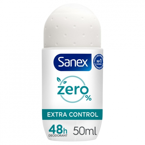 Desodorante roll-on extra control protección 48h Zero% Sanex 50 ml.