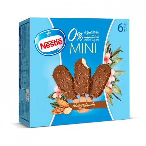 Mini bombón helado sabor vainilla almendrado sin azúcar añadido Nestlé 6 ud.