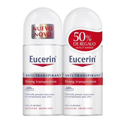 Desodorante roll on antitranspirante 48h Eucerin pack de 2 unidades de 50 ml.