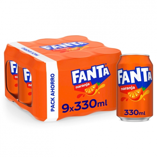 Fanta de naranja pack 9 latas de 33 cl.