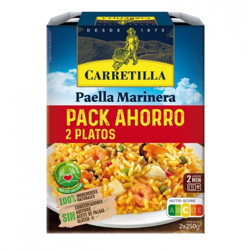 Paella marinera Carretilla sin gluten sin aceite de palma pack 2 unidades de 250 g.