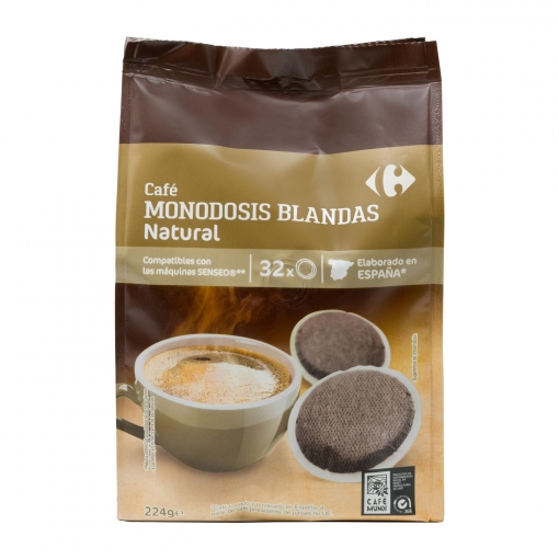 Un pan Disparidad Diplomacia Café natural monodosis Carrefour compatible con Senseo 32 unidades de 7 g.  | Carrefour Supermercado compra online