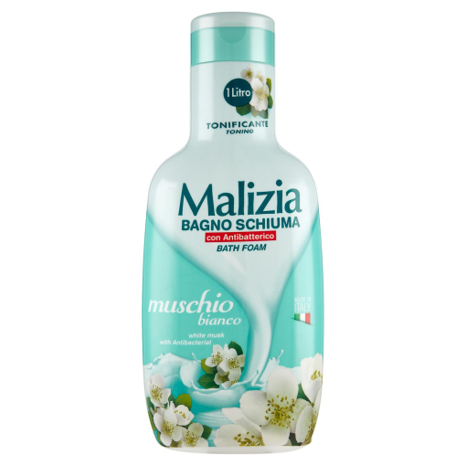 Gel de ducha musgo blanco con antibacteriano Malizia 1000 ml.