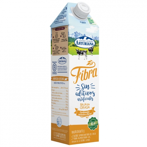 Bebida láctea semidesnatada fibra Central Lechera Asturiana brik 1 l.