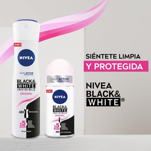 Desodorante roll-on Black & White Invisible Original Nivea 50 ml.
