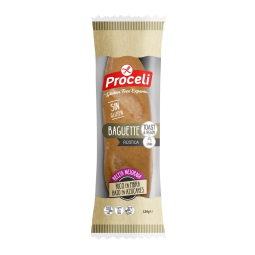 Baguette rústica Proceli sin gluten sin lactosa 120 g.