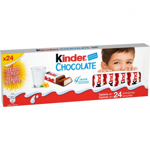 Barritas de chocolate con leche Kinder sin gluten 24 ud.