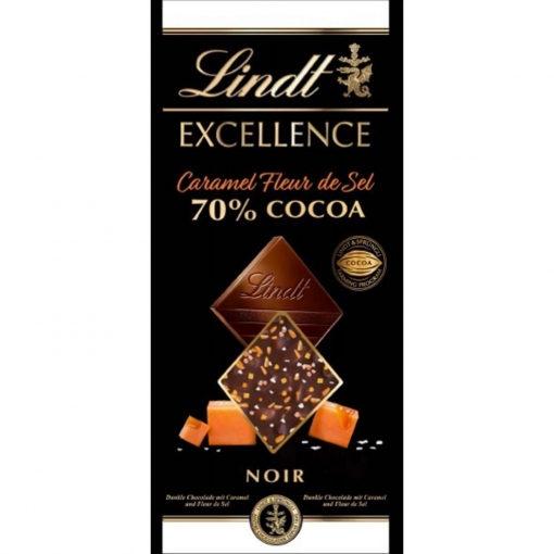 Chocolate 70% negro con caramelo y toque de sal Lindt Excellence 100 g.
