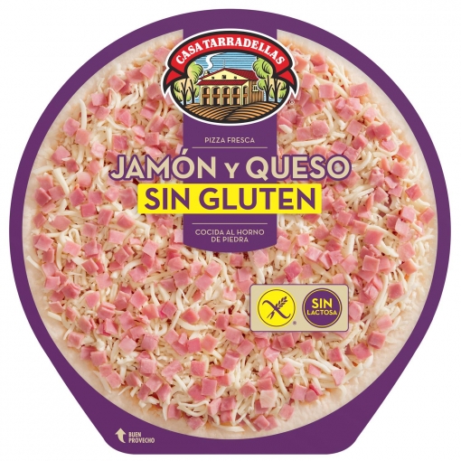 Pizza de jamón y queso Casa Tarradellas sin gluten sin lactosa 420 g.