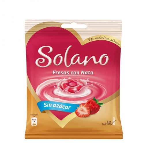 Caramelos de fresa y nata sin azúcar Solano sin gluten 99 g.