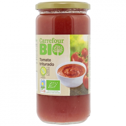 Tomate triturado primera ecológico Carrefour Bio sin gluten 660 g.