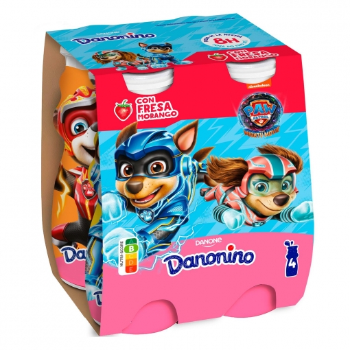 Yogur líquido de fresa Danone Danonino pack de 4 unidades de 100 g.