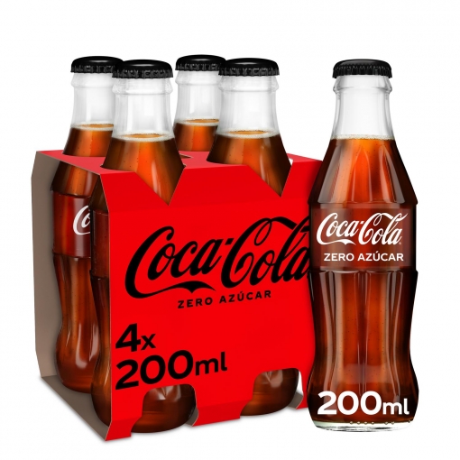 Coca Cola zero azúcar pack 4 botellas 20 cl.